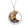 Hand-Woven Natural Crystal Agate Amethyst Moon Pendant Necklace Couple Jewelry N590