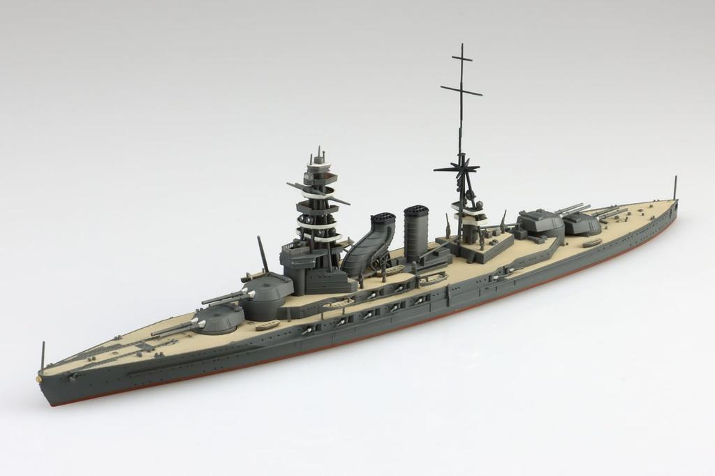 Aoshima Bunka Kyozai 1/700 Waterline Series No.124 Japanese Navy Battleship Nagato with Curved Funnel Plastic Model (Ship)