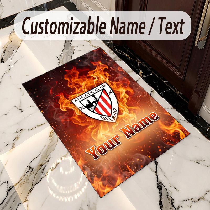 Crystal Velvet Rug Athletic Bilbao FC Print Custom Name Text Floor Mat Home Decor