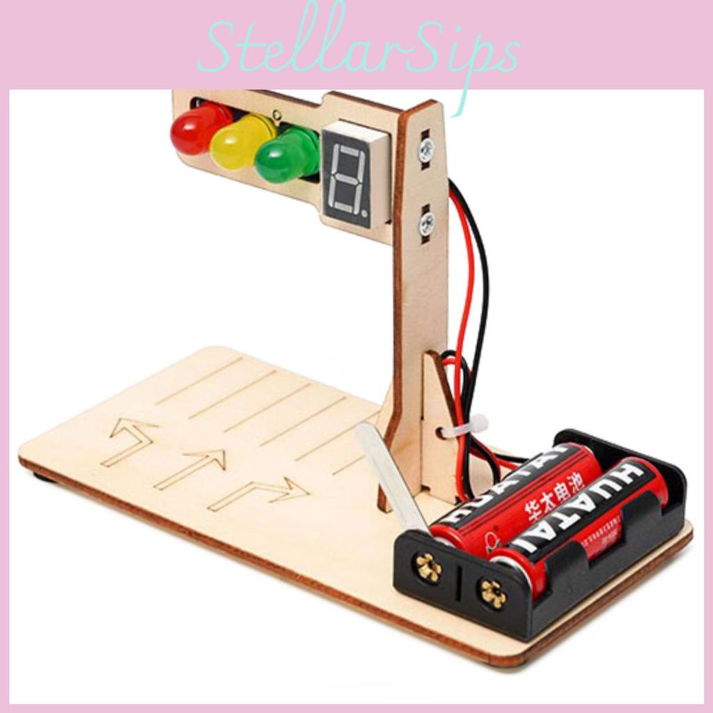 Wooden Diy Traffic Signal Light Model Science Experiment Set For Students