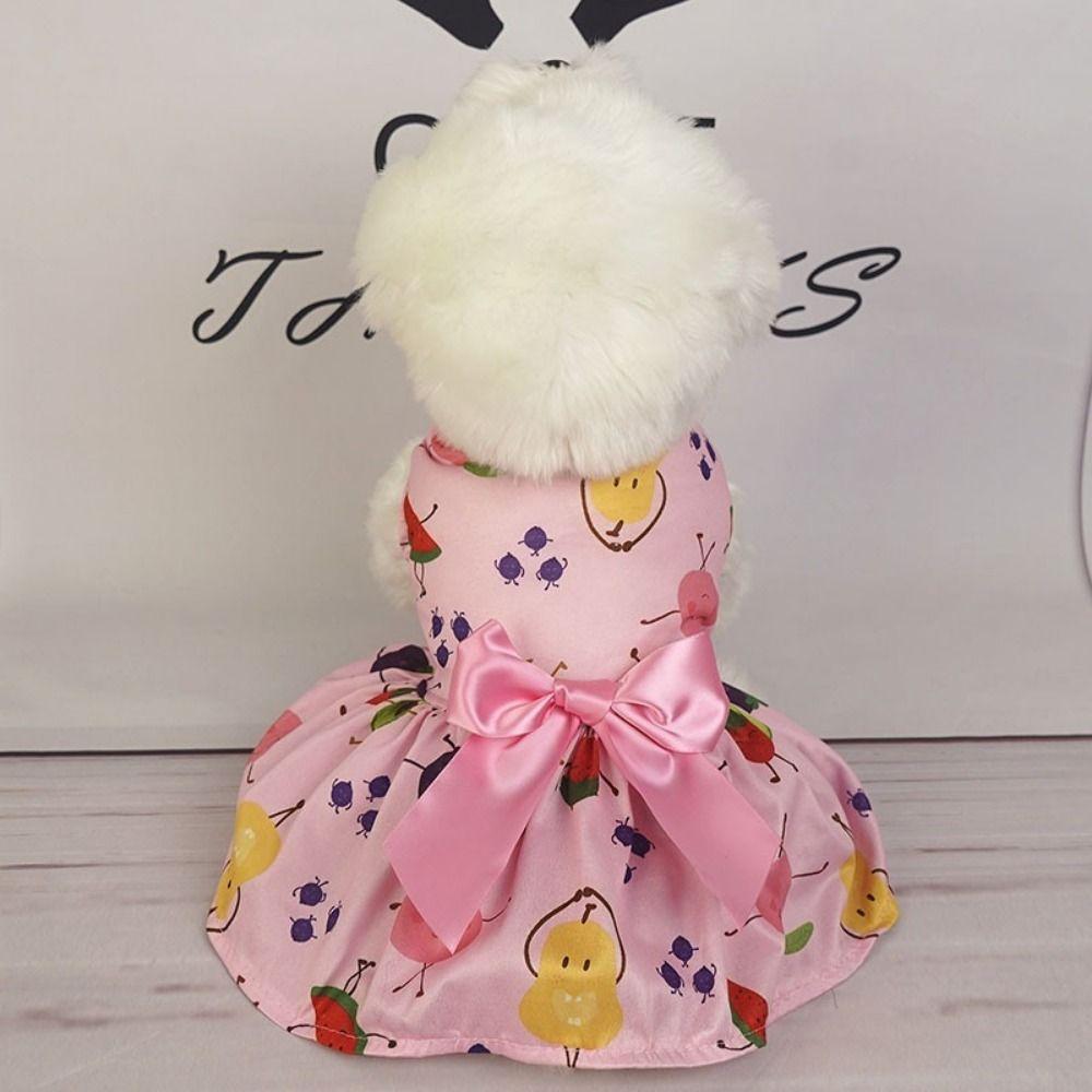 

Breathable Pet Bowknot Skirt Cute Pet Princess Dress Cartoon Dog Fruit Print Dress Pet Clothes M-Style 3