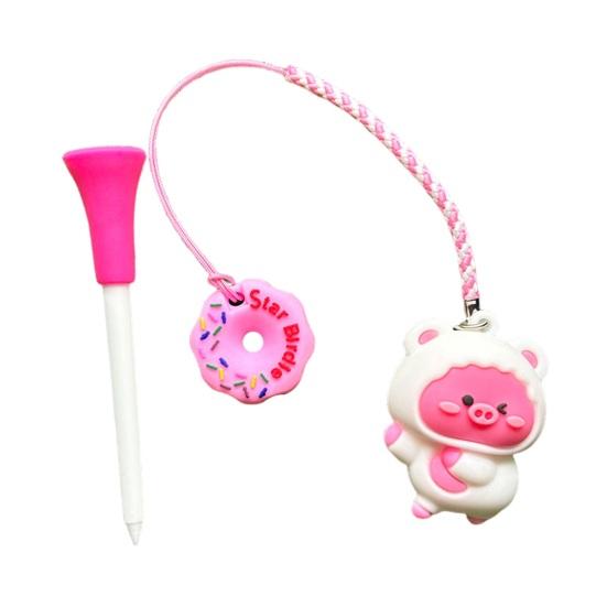 Golf Tee Hanger Plastic Anti Lost Golf Tee Ring with Strap Cartoon Animal Golf Tee Holder Tee Loss Prevention Golf Accessories for Men Women