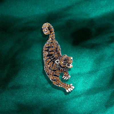 Broche de Tigre Chaqueta de Hombre Traje Animal Pin Fijo Personalidad Dominante Diseño Creativo Joyería de Metal