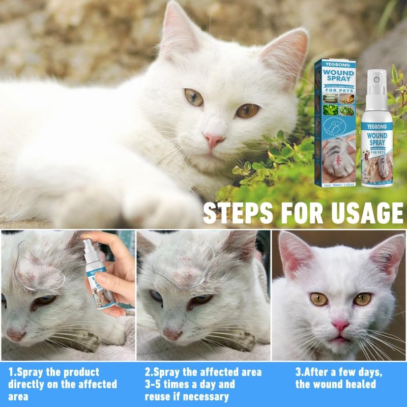 Spray Trattamento Cura Pelle Animali Sollievo Prurito per Pelli Sensibili Spray per Pulire Tagli Spray Riparazione Ferite Animali per Eruzioni Cutanee