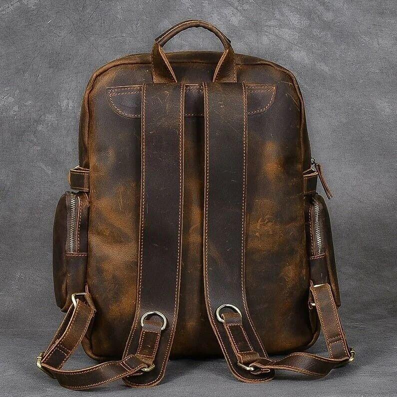 Büffelleder Rucksack Schultertasche Büro Laptop Rucksack Handtaschen 16 Zoll