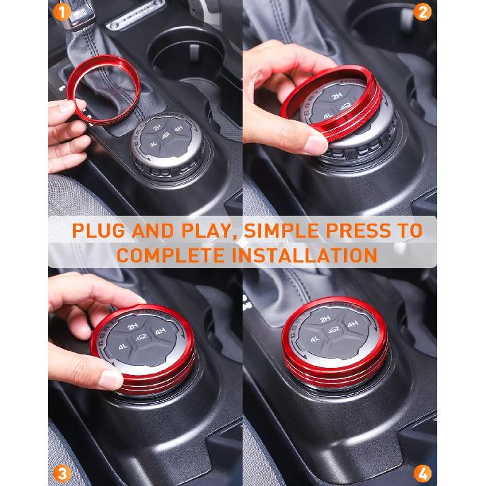 Savadicar CKT01 Billet Aluminum Control Knob Trim Sets, Headlight/4WD/HVAC Climate Control Knob Ring Bezels, Air Conditioner/Radio Switch Cover for