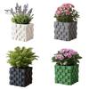 Trendy Home Decor 3D Printed Pixel Cube Planter, Grid Spliced Decor, Retro Geometric Ornament, Matte Square Texture Decoration Breathable Structure,