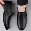 Fashion Men Fashion Leather Loafers Shoes Mens Party Business Negotiation Social Office Shoes Comfort  Hand Sewn Thread Round Toe Shoes