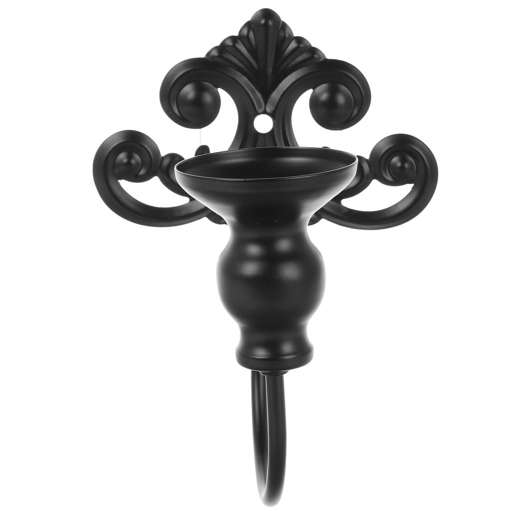 Vintage Wrought Iron Wall Holder Decorative Pattern Metal Sconces Black Mount Candlestick Holder Wall Sconce
