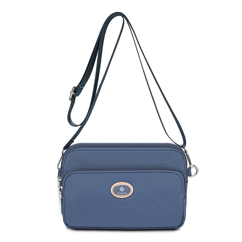 Borsa piccola da donna, borsa a tracolla, in nylon, quadrata, multitasche, tinta unita