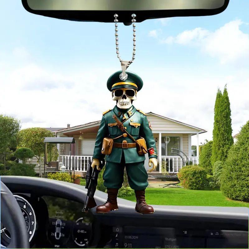 Skeleton Vintage Acrylic Soldier Car Pendant Charming Interior Decoration Accessory