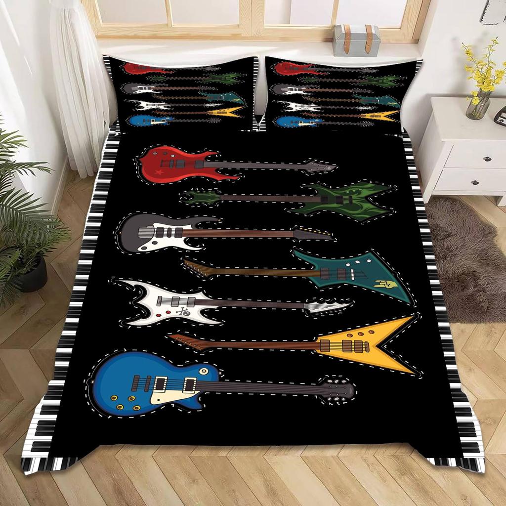 Rock guitar three-piece duvet cover grinding kit digital printing