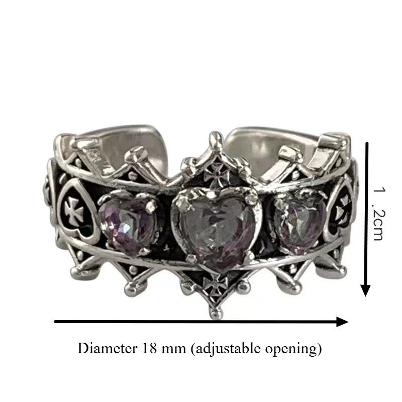 Love Heart Cross Rings for Women,Vintage Lolita Gothic Bridal Wedding Engagement Rings Jewelry Gift