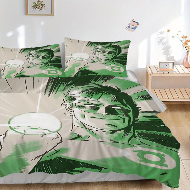 

3pcs Green Lantern Ring Cover Set,Soft Comfortable Duvet Cover,Guest Room (1*Duvet Cover + 2*Pillowcases, Without Core) yy251024074 135x200cm