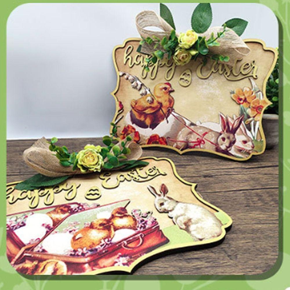 Wooden Easter Decoration Hanging Creative Wall Hanging Pendant Door Hanging  Background Layout
