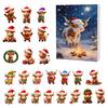 Scottish Highland Cow Advent Calendar Christmas 24 Days Funny Cow Countdown 2D Design Holiday
