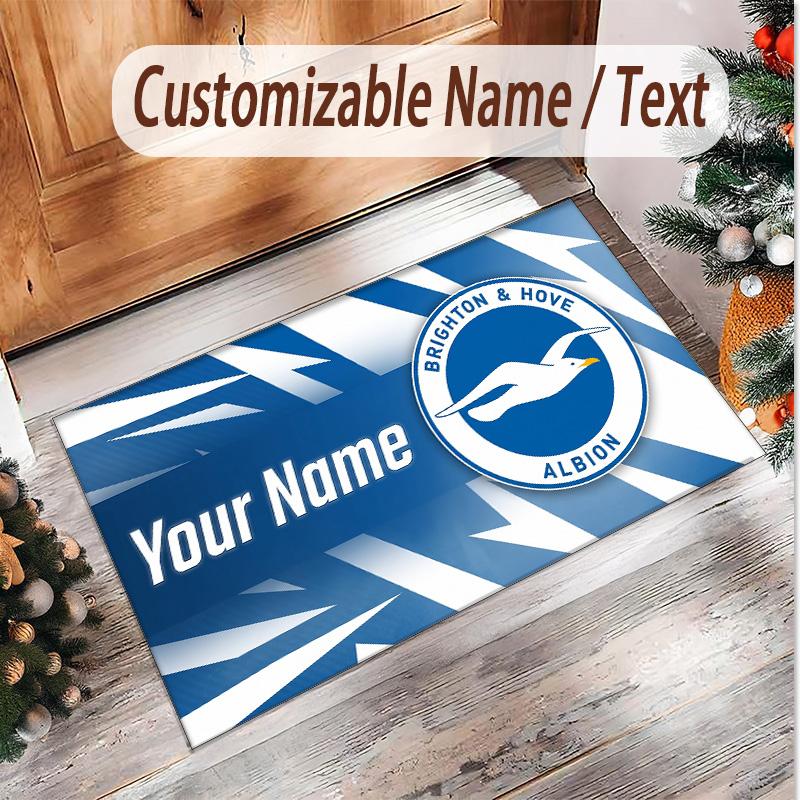 Personalized Crystal Velvet Carpet Brighton & Hove Albion Football Pattern Non Slip Floor Rug
