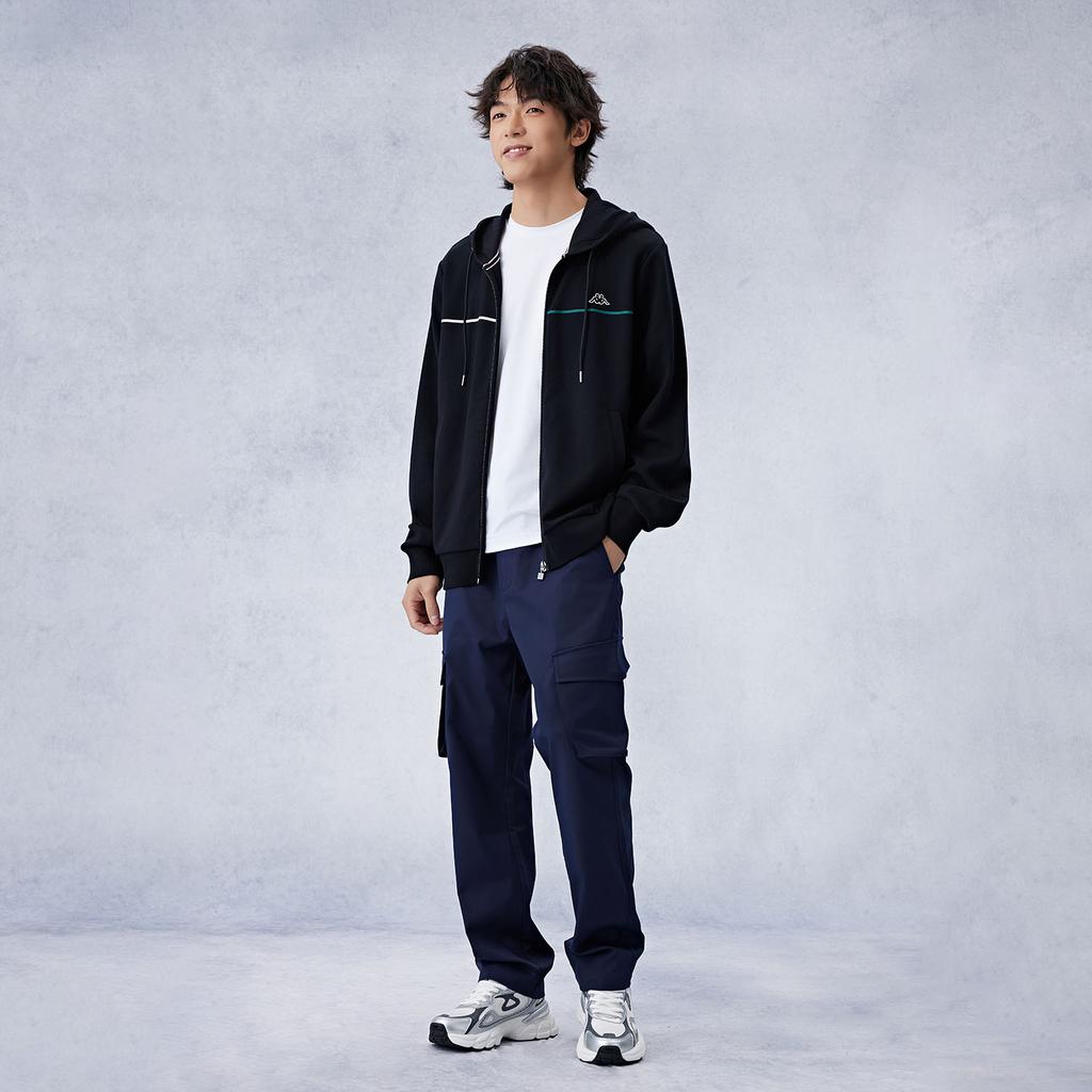 Kappa 1916 Series American Vintage Casual Cardigan Sports Breathable Top Knitted Hoodie Jacket Men Jackets Solid-Color K0E52MK21