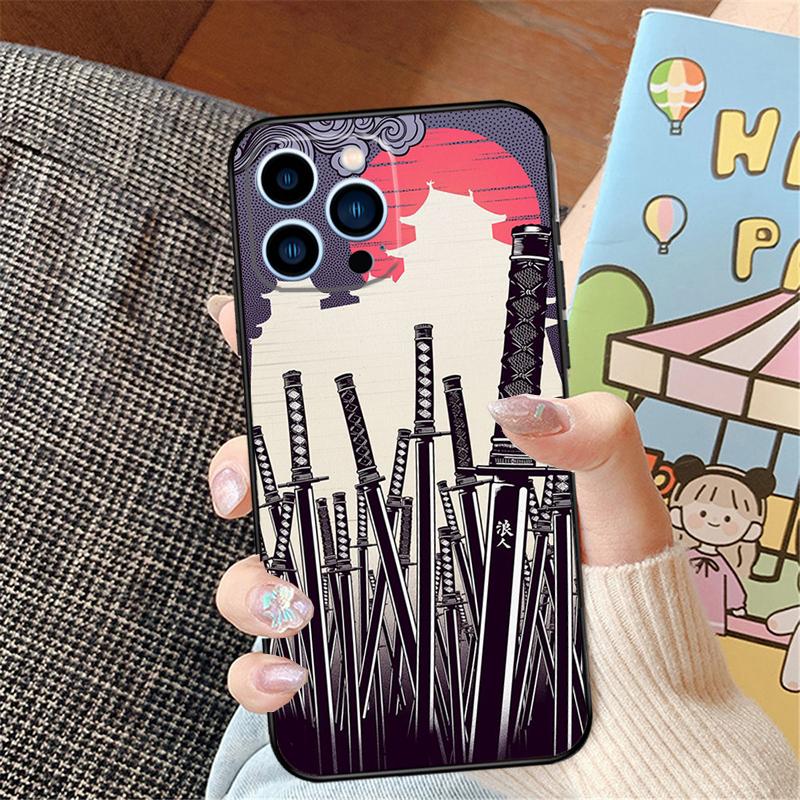 Japan Samurai Ninja Ronin Phone Case For iPhone 16 Pro Max 15 14 11 12 13 Pro Max Mini XR 16e 16 15 Plus Bumper Cover