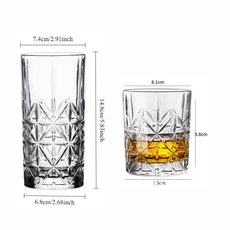 315ml/340ml Transparenter Langer Trinkbecher Kreatives Weinglas Latte Kaffeetasse Geschnitzte Glas Tasse Bar Elegante Saftgetränkebecher