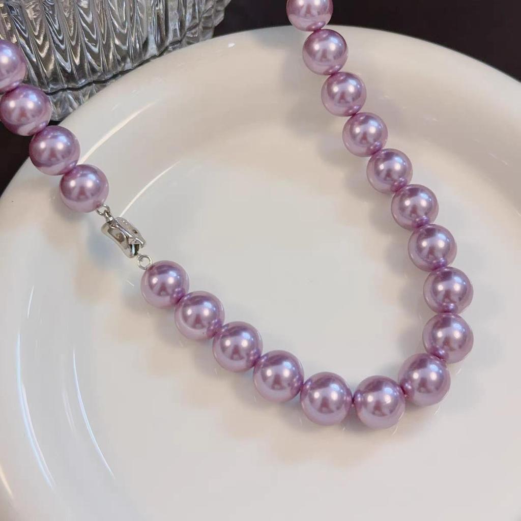 Elegante Collana di Perle Tahitiane Viola da Donna - Versatile Catena per Maglione di Alta Gamma, Regalo Perfetto per la Mamma