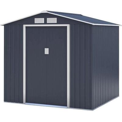Metal Garden Shed 4.07 M² - 213 X 191 X 195 Cm - MARS - Anchoring Kit Included, 2 Sliding Doors - Grey