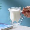 Creative Cow Double Layer Glass Creamer Cup 250ml Lovely Milk Jug Juice Tea Coffee Cup Clear Glass Mug Milk Frother Pitcher