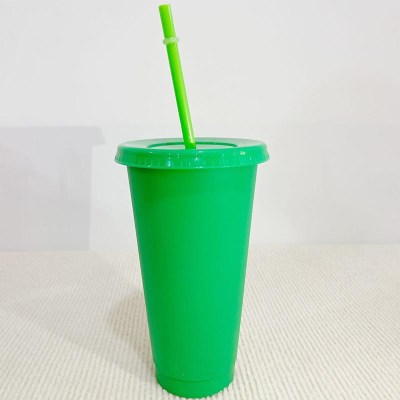 Reusable Drinkware With Straws,Lid Flash Powder Water Bottle Plastic Tumblers Straw Drinking Cup Cold Drink Tumbler