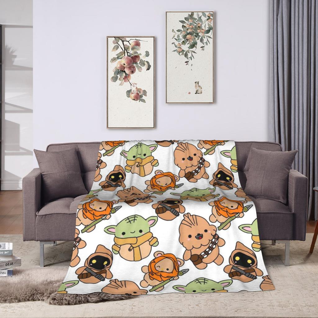 Grogu W-Warss Baby Yodas Blanket  Soft Warm Print Plush Throw Blanket For Bedroom Picnic Flannel Bedspread Bed Cover