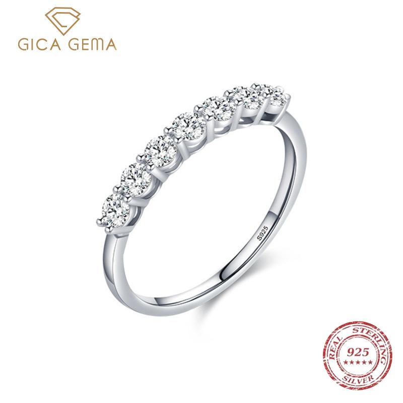 

Gica Gema Роскошное твердое серебро 925 пробы простое 5A цирконий ослепительное кольцо на палец Cassic для женщин обручальное кольцо эффектные ювелирные изделия