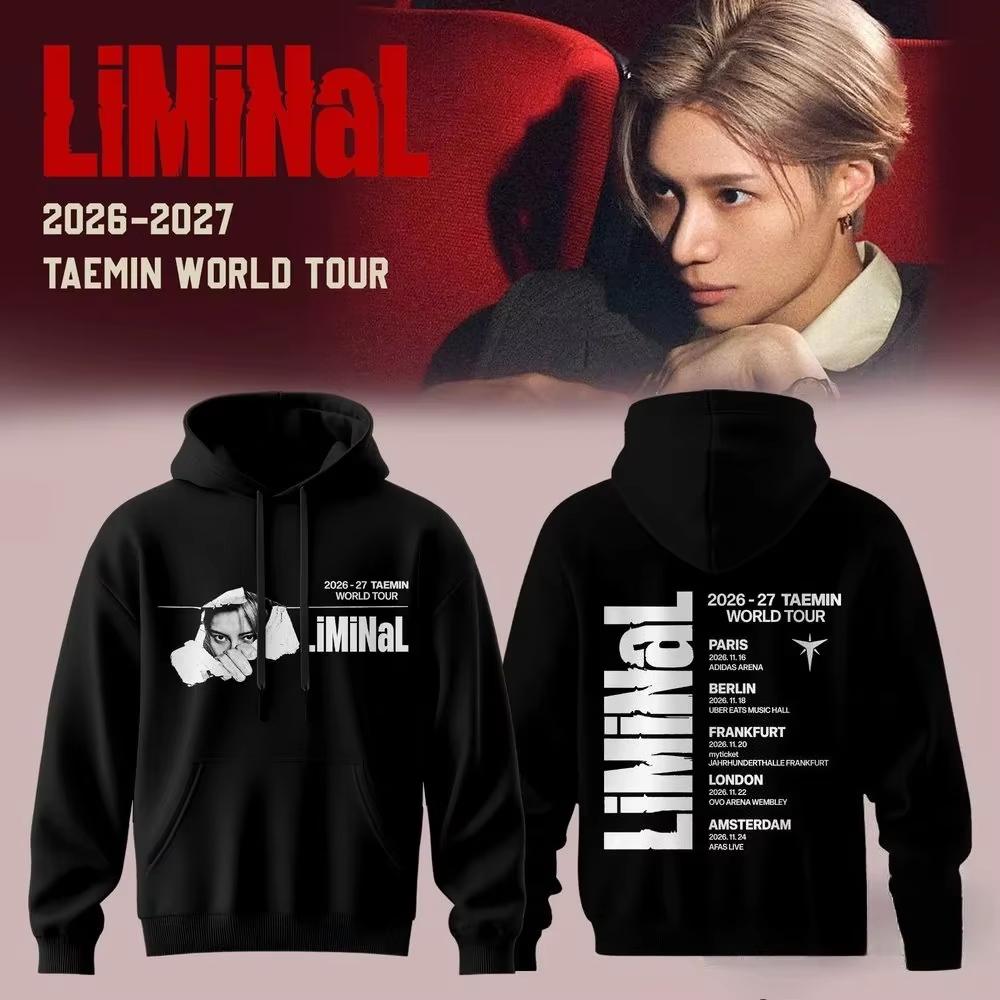 Taemin LiMiNaL 2026-27 World Tour Graphic Print Hoodie Unisex Hip Hop Harajuku Gothic Oversized Sweatshirts Autumn Vintage Printed Sweatshirt