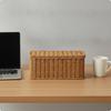 Woven Rattan Cable Management Box Decorative Power Strip Organizer with Cord Openings Enclosed