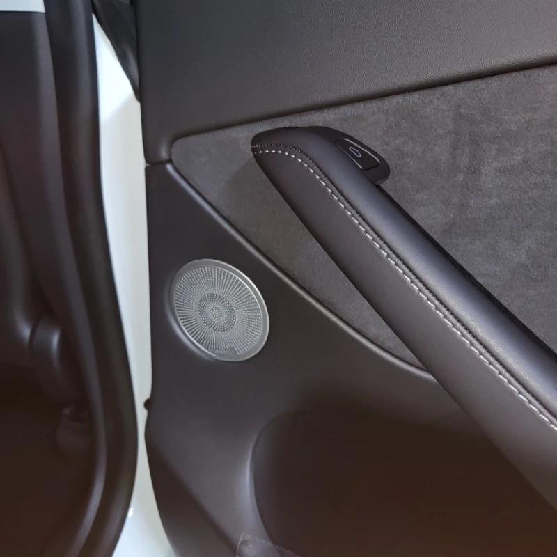 Car Door Audio Speaker Cover Loudspeaker Trim Frame Sticker Stainless Steel for Tesla Model Y 2024-2024 Interior Accessories