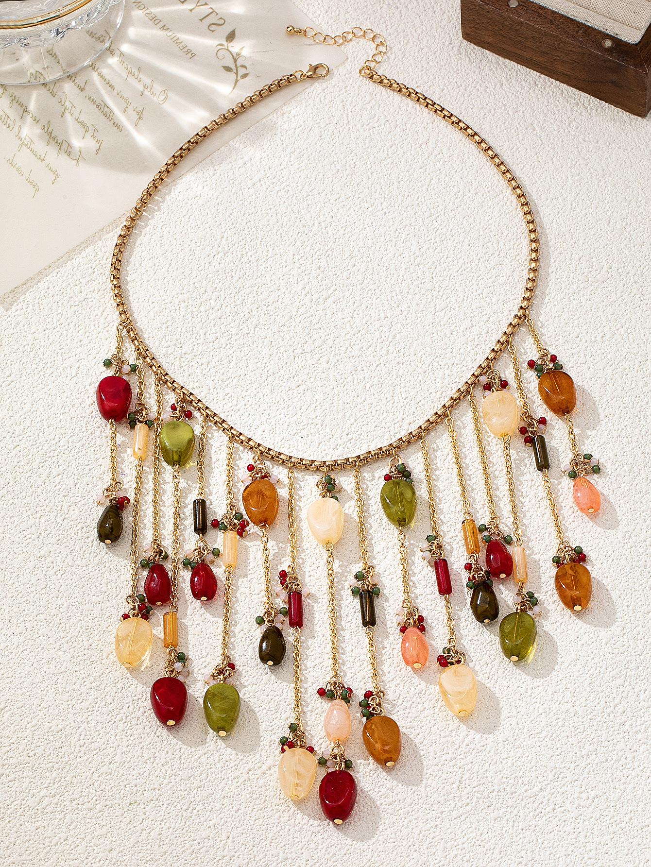 ZA ожерелье с кисточками в виде капель воды, персонализированная западная одежда с подвесками