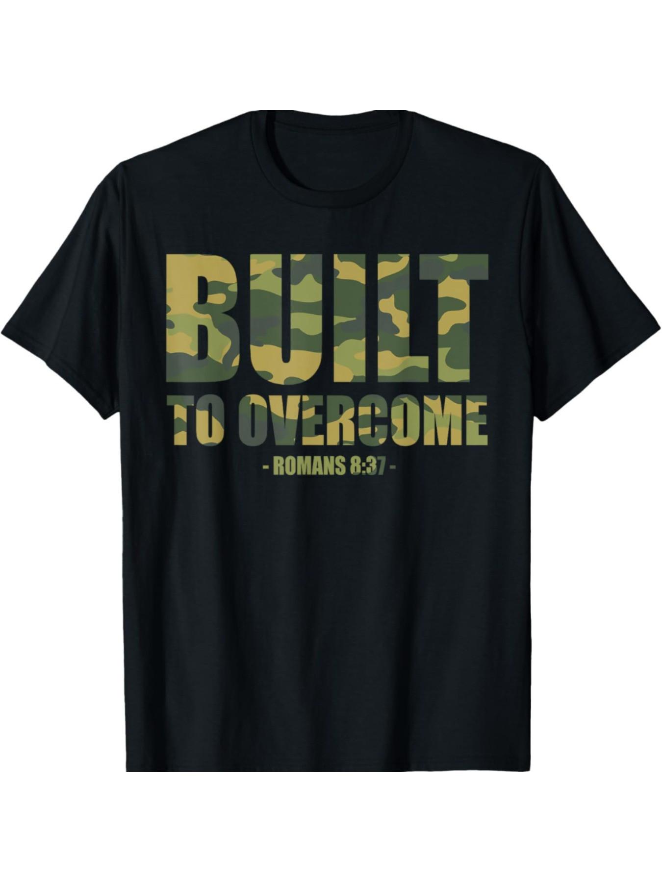 Top Pick Mens Built to Overcome Camo Scripture Gym TShirt S