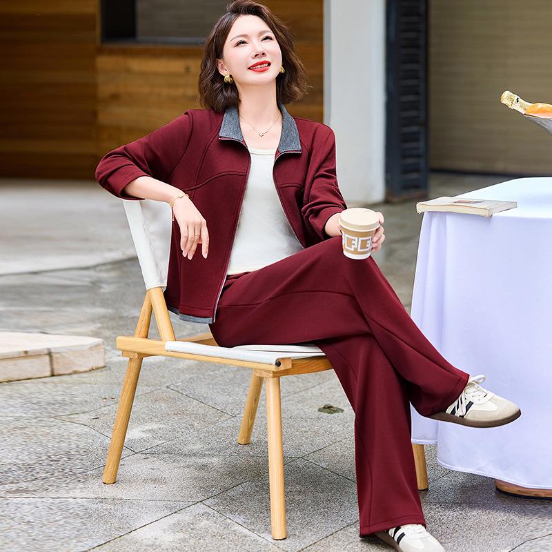 2025 Trendy Autumn Cardigan Sweatshirt Set for Stylish Middle-aged & Elderly Women - Versatile Two-piece Outfit