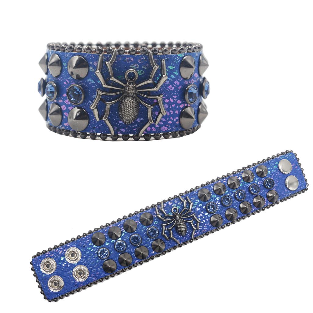 Amerikanisches Strassnietenarmband, Spinne Dekorativ Punk Gothic Personalisierter Schmuck
