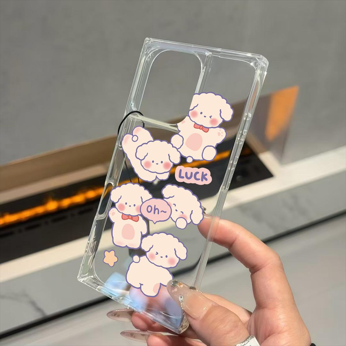 

Прозрачный чехол с квадратной задней защитой для трубки для iPhone 14 Pro Max 13 12 11 16 ProMax 15 Plus, защита от кислорода, милый чехол с рисунком собаки из жадеитовой кассии iphone 11 ProMax