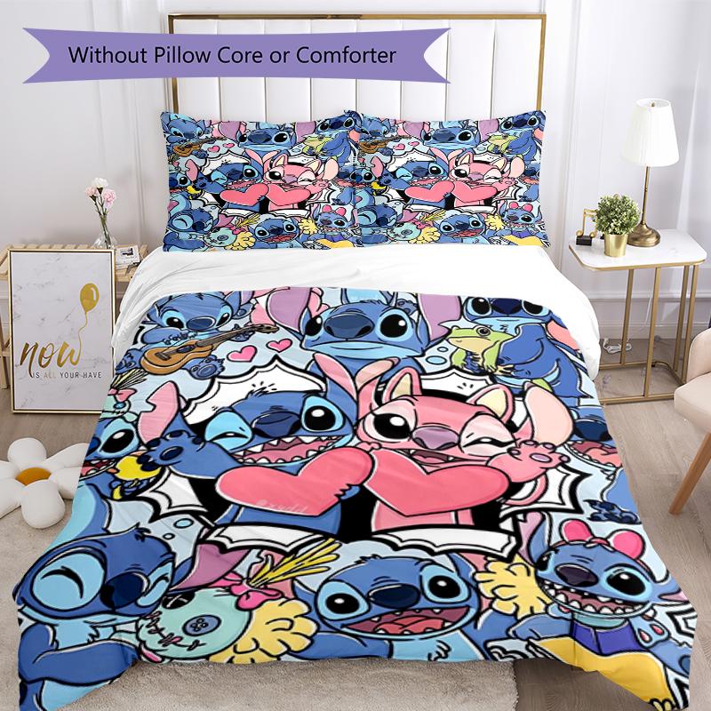 3pcs Stitch Bedding Set Duvet Cover Closure Includes 1 Duvet Cover & 2 Pillowcases, Soft and Comfortable for All Seasons.