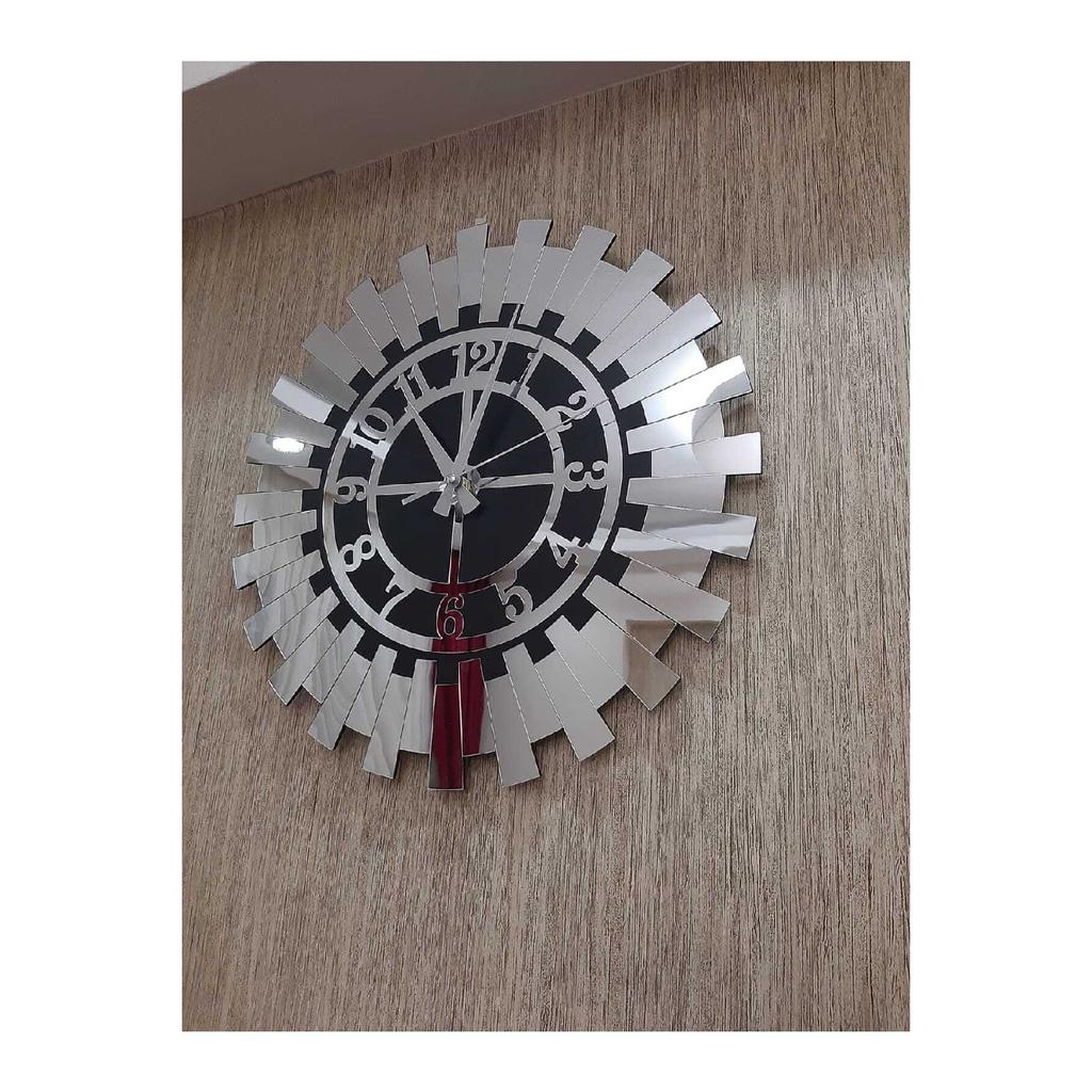 50x50 Cm Ceas de perete de lux decorativ 3d cu cifre turcești Soare argintiu Ceas modern de birou pentru acasă