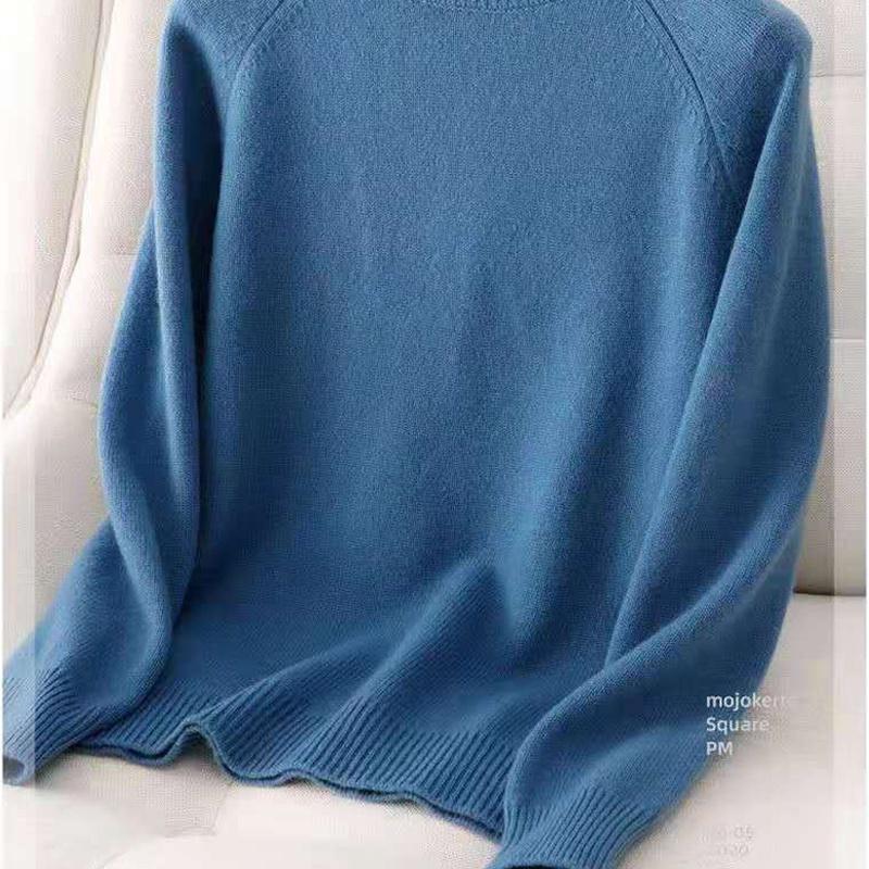 Toamnă și iarnă Pulover cu guler nou pentru femei, îngroșat, de culoare solidă, cămașă tricotată cu fundul