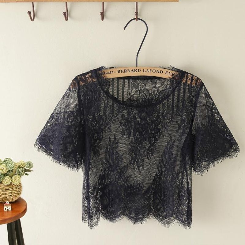 

Тонкая футболка Сетчатая блузка Повседневный топ С коротким рукавом Black stripes L