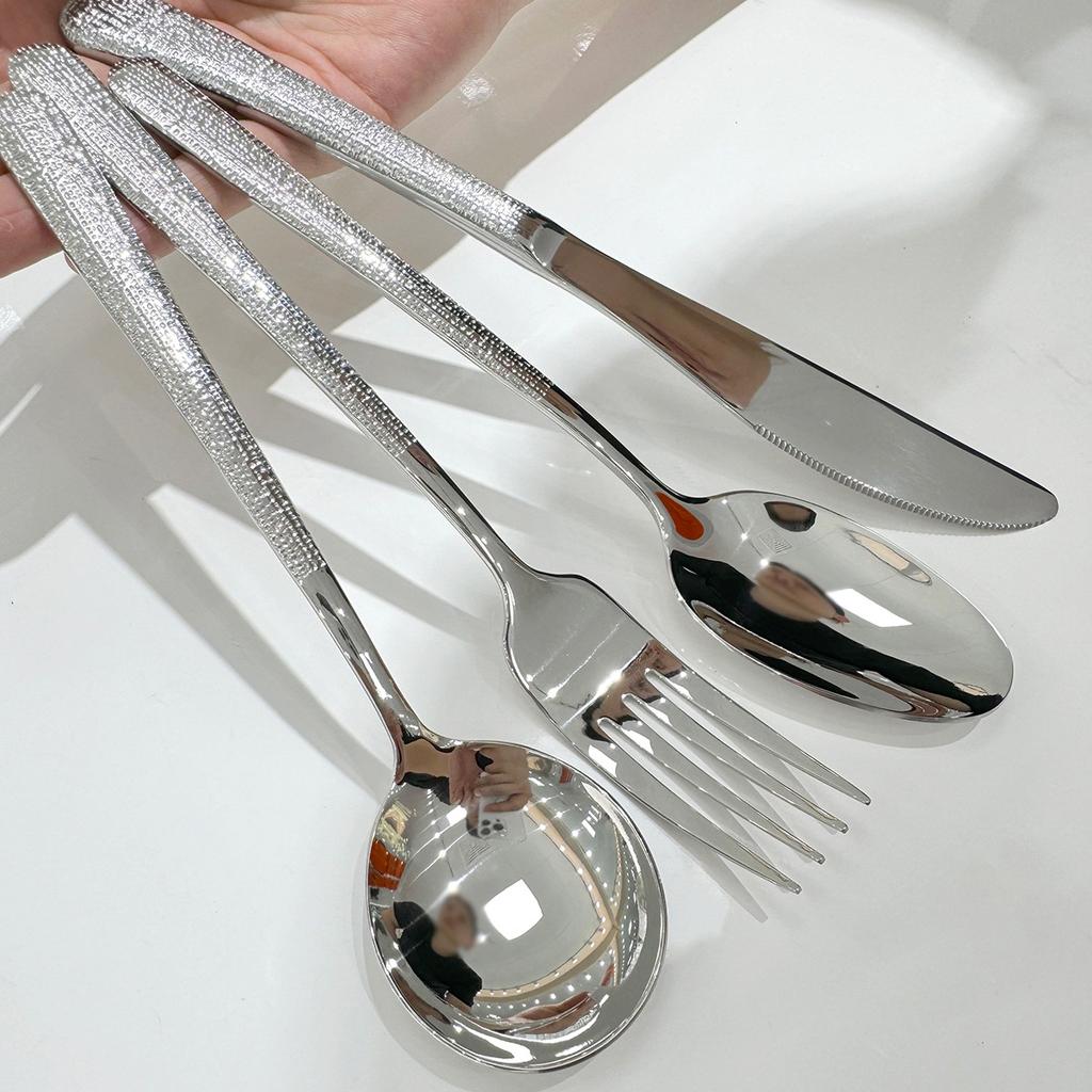 Elegant 304 stainless steel tableware home western restaurant hammer pattern high-end steak knife spoon fork