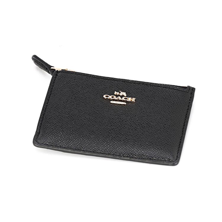 Coach Skinny Id Case Solid Color Leather Card Holder Mini Women Card Holder Black 57841-LIBLK