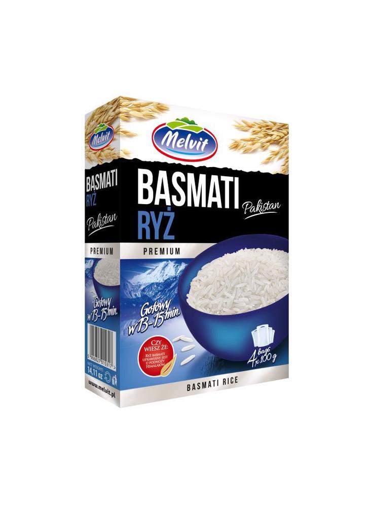 Melvit Premium Basmati Rijst Pakistan 400 g (4 zakjes)
