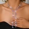 Set di orecchini e collana con frange a forma di farfalla in zircone di alta gamma francese, catena per clavicola dal temperamento di nicchia, gioielli di moda di lusso leggero