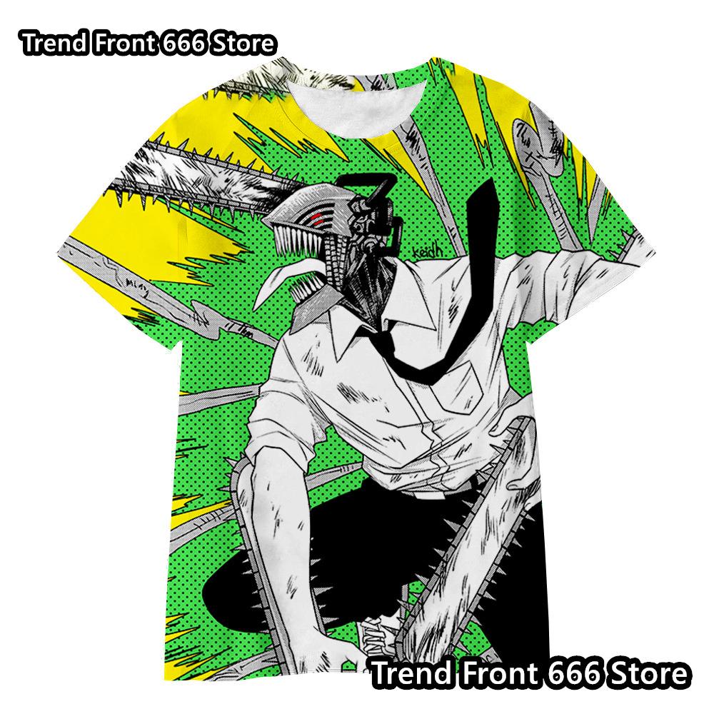 Chainsaw Man Anime 3d Prited Tops Boys Tshirt Girls Tshirts Children's Short Sleeve T-shirt Child Casual Clothes 4-14 Years