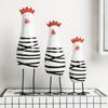 Mediterranean Hand Carved Wooden Rooster Family 3 Piece Set Colorful Figurines Home Decor