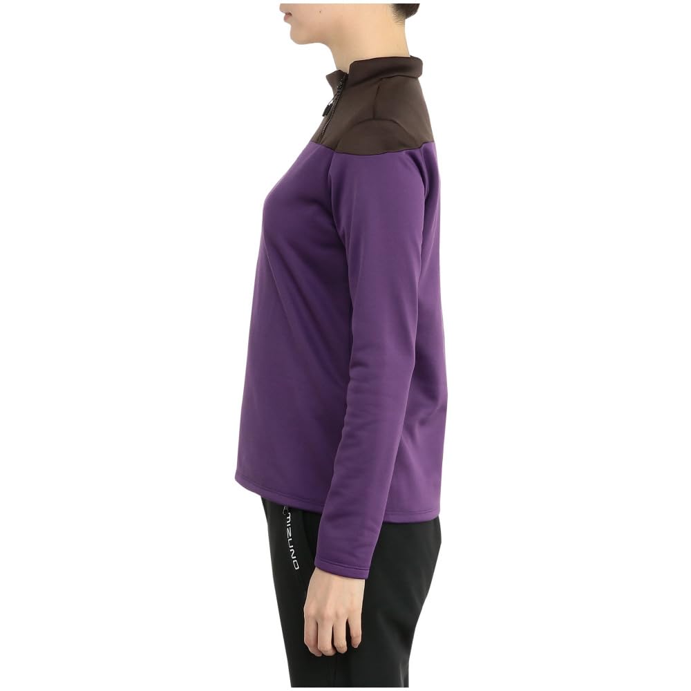 Mizuno Breath Thermo High Neck E2MAB734 Shirt, Heat-Generating Material, Women's, Purple,