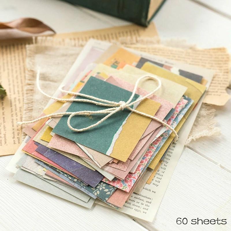 60 Pcs Ins Style Creative Small Fresh Collage Retro Memo Basic Diary Material Paper Collage Scrapbook